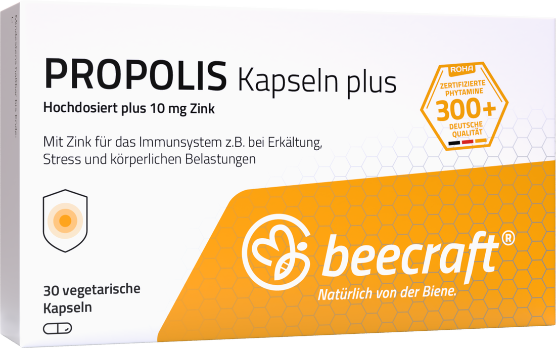 Beecraft Propolis Kapseln Plus – Hochdosiertes Propolis mit Zink für das Immunsystem (PZN 16617180)