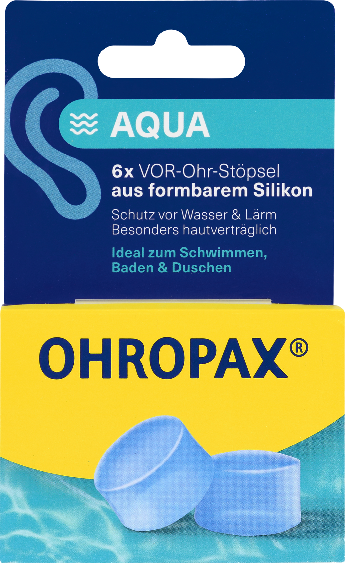 OHROPAX Aqua Silikon Ohrstöpsel (PZN: 19412745) – Wasserdichter Gehörschutz für Schwimmen & Duschen