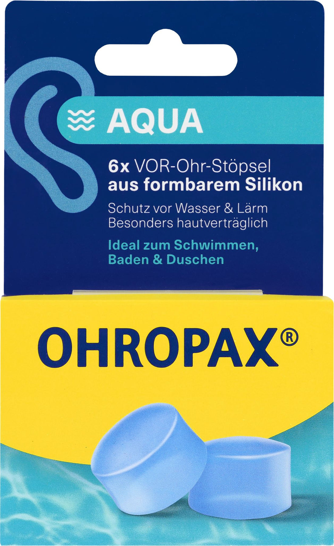 OHROPAX Aqua Silikon Ohrstöpsel – Wasserdichter Gehörschutz für Schwimmen & Duschen